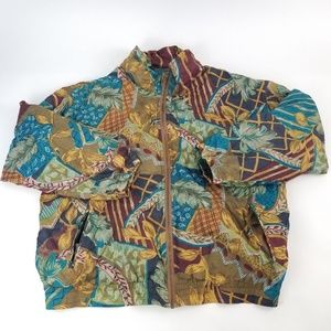 Vtg 80s Women's Silk Floral Bomber Jacket